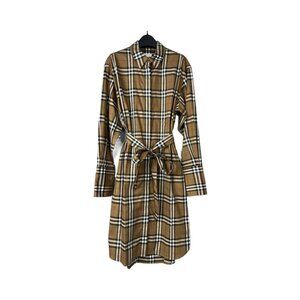 NWT  Burberry Giovanna Beige Check Plaid Shirtdress Shirt Dress US Size 4